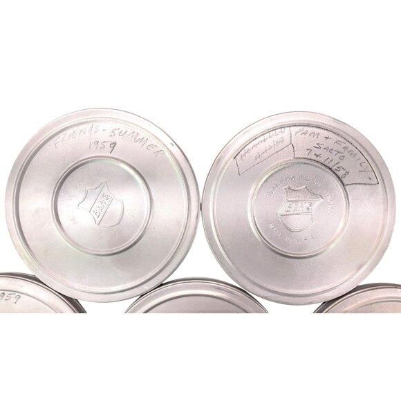 Vintage Bell & Howell 8mm Film Canisters Set Of 5 With 1 Reel 1950s 5 Inch Metal - Picture 2 of 12